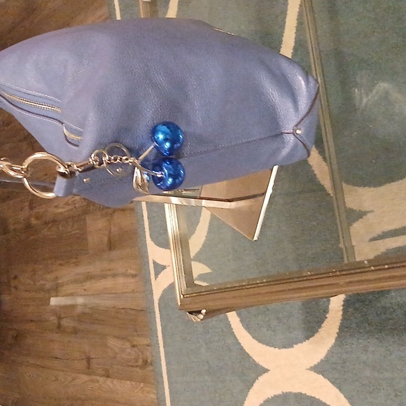 Coach Abby Blue Leather Shoulder Bag with Silver Accents - Picture 4 of 9